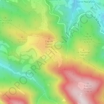 Bernadaous topographic map, elevation, terrain
