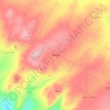 Sobreira topographic map, elevation, terrain