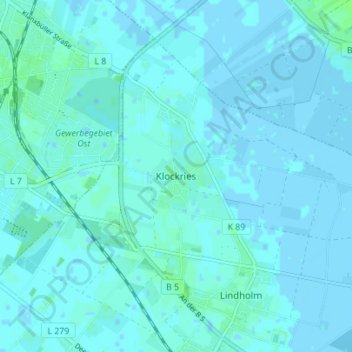 Klockries topographic map, elevation, terrain