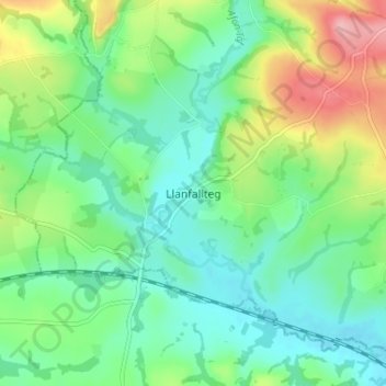 Llanfallteg topographic map, elevation, terrain