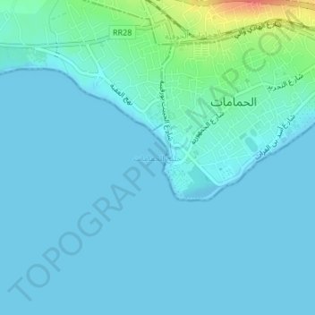 Golfe de Hammamet topographic map, elevation, terrain