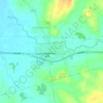 Nong Han topographic map, elevation, terrain