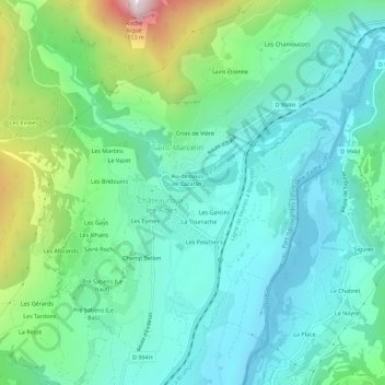 Les Alpes topographic map, elevation, terrain