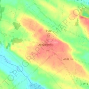 Aghamore topographic map, elevation, terrain