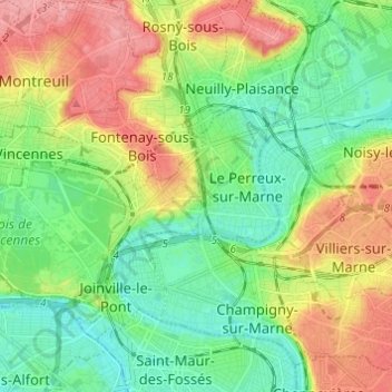 Nogent-sur-Marne topographic map, elevation, terrain