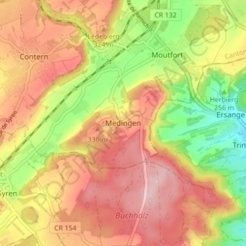 Medingen topographic map, elevation, terrain