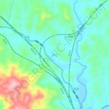 Yangfang topographic map, elevation, terrain