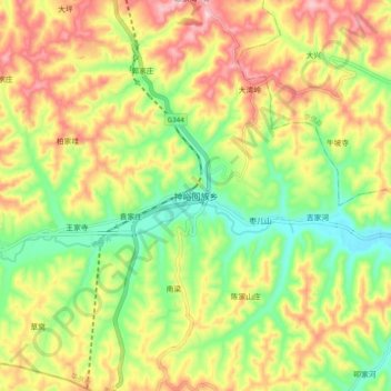 神峪回族乡 topographic map, elevation, terrain