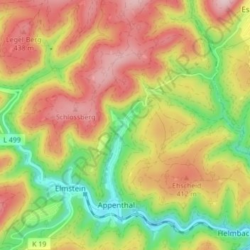 Harzofen topographic map, elevation, terrain