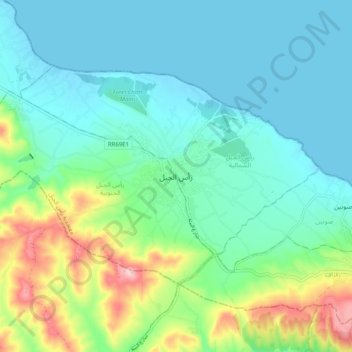 Ras Jebel topographic map, elevation, terrain