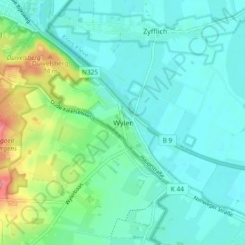 Wyler topographic map, elevation, terrain