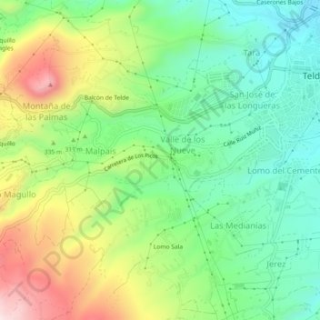 Lomo Bristol topographic map, elevation, terrain