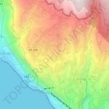 Serrado e Cova topographic map, elevation, terrain