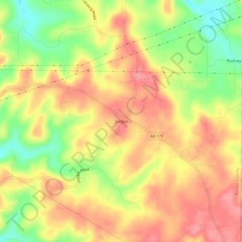 Jordan topographic map, elevation, terrain