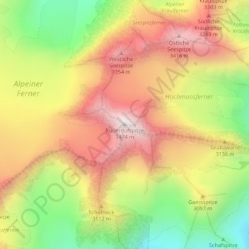 Ruderhofspitze topographic map, elevation, terrain