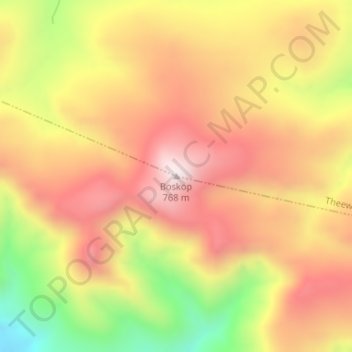 Boskop topographic map, elevation, terrain