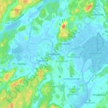Eestinkylä topographic map, elevation, terrain