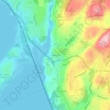 Crotonville topographic map, elevation, terrain