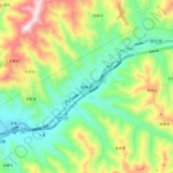 柏林镇 topographic map, elevation, terrain
