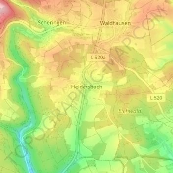 Heidersbach topographic map, elevation, terrain