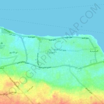 Tajura topographic map, elevation, terrain