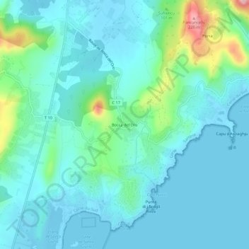 Bocca del'Oro topographic map, elevation, terrain
