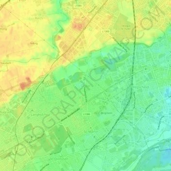 Doppl topographic map, elevation, terrain