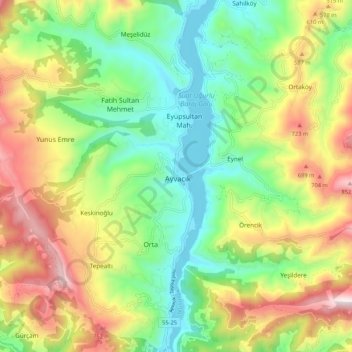 Ayvacık topographic map, elevation, terrain