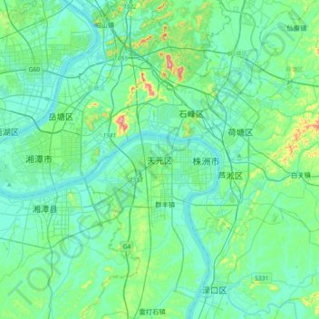 Tianyuan topographic map, elevation, terrain