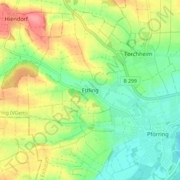 Ettling topographic map, elevation, terrain