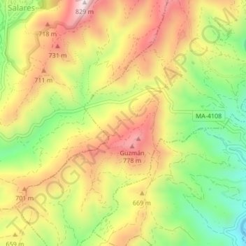 Los Eriales topographic map, elevation, terrain