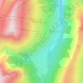 Les Boemes topographic map, elevation, terrain