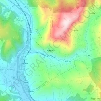 Gargiano topographic map, elevation, terrain