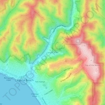 Canyon Acres topographic map, elevation, terrain
