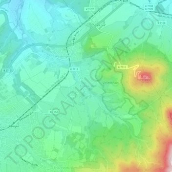 Zimmern topographic map, elevation, terrain