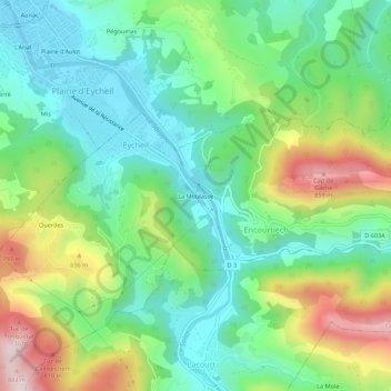 La Moulasse topographic map, elevation, terrain