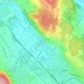 Anglikon topographic map, elevation, terrain
