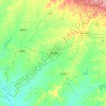 Barshi topographic map, elevation, terrain