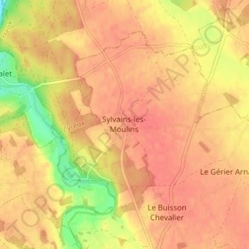 Villez topographic map, elevation, terrain