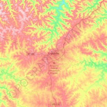 Erechim topographic map, elevation, terrain