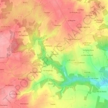 Le Govery topographic map, elevation, terrain