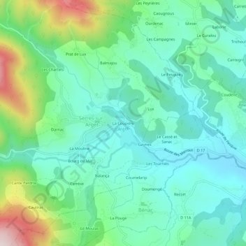 La Coupière topographic map, elevation, terrain