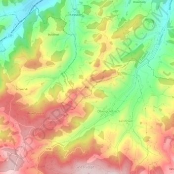 Aspi topographic map, elevation, terrain