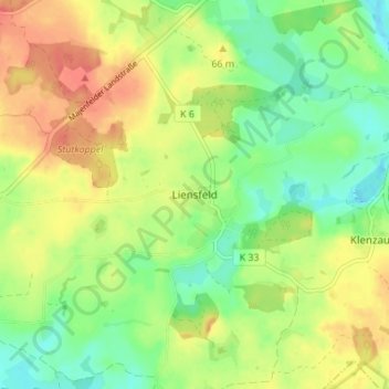 Liensfeld topographic map, elevation, terrain