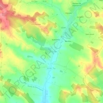 Saint-Vivien topographic map, elevation, terrain