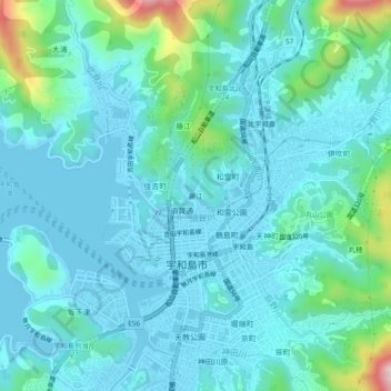 Fujie topographic map, elevation, terrain