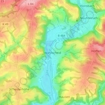 Wahlscheid topographic map, elevation, terrain