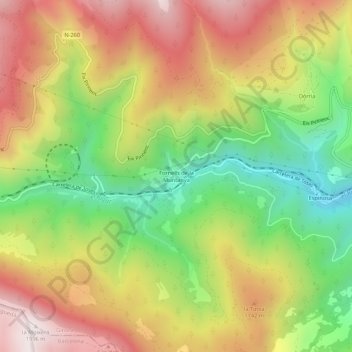 Fornells de la Muntanya topographic map, elevation, terrain