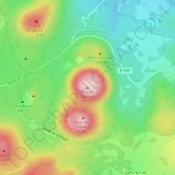 Grand Sarcouy topographic map, elevation, terrain