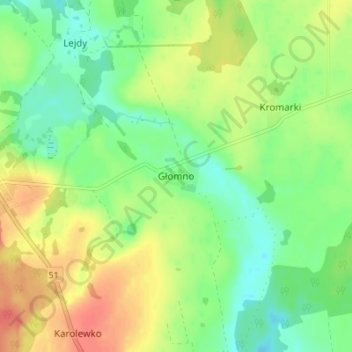 Głomno topographic map, elevation, terrain